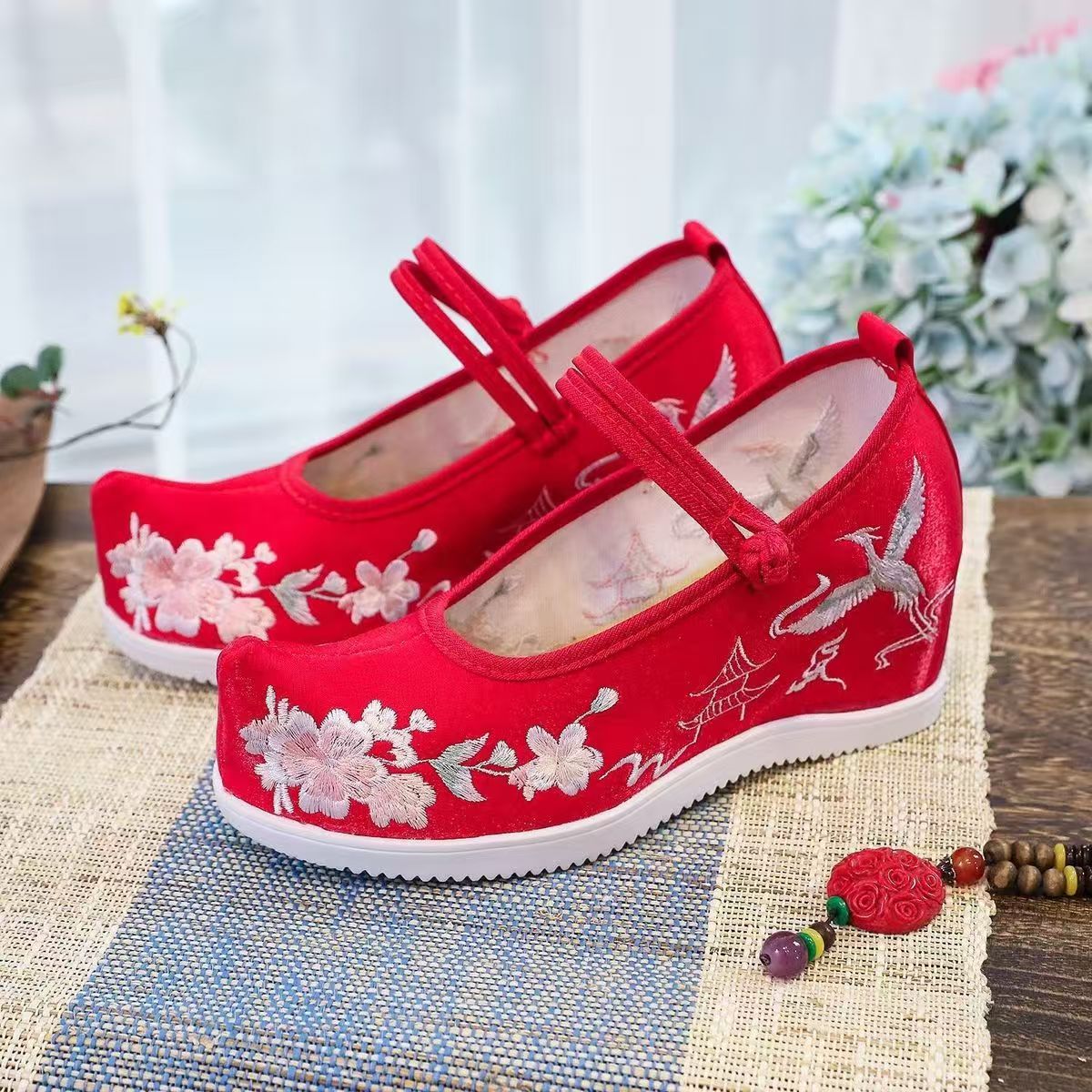 Embroidery Fabric - Женские туфли с увеличенной внутренней вышивкой,