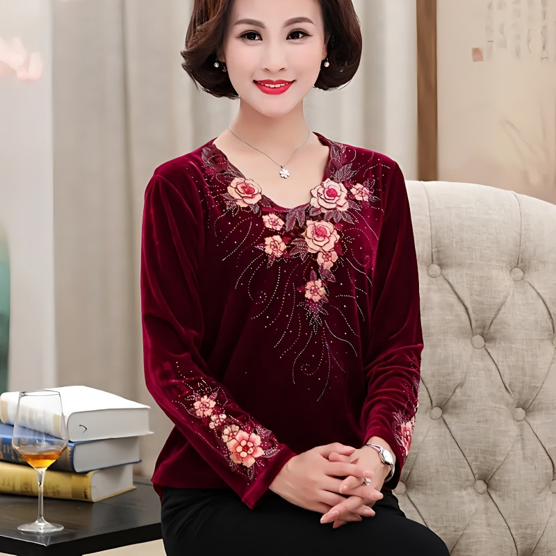 Embroidery Gold - 5XL 6XL Большой размер Женская рубашка